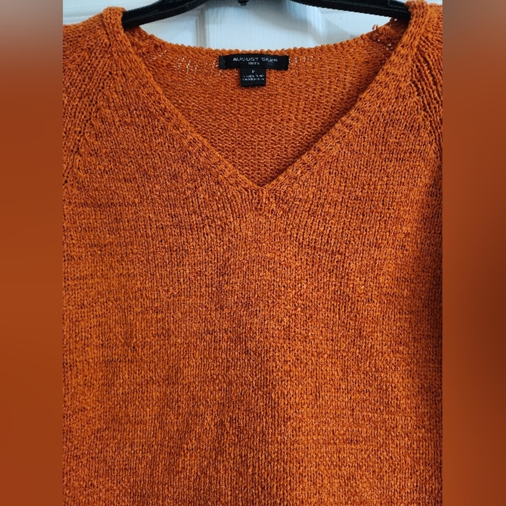August Silk Orange Sweater Knit Top Size Medium